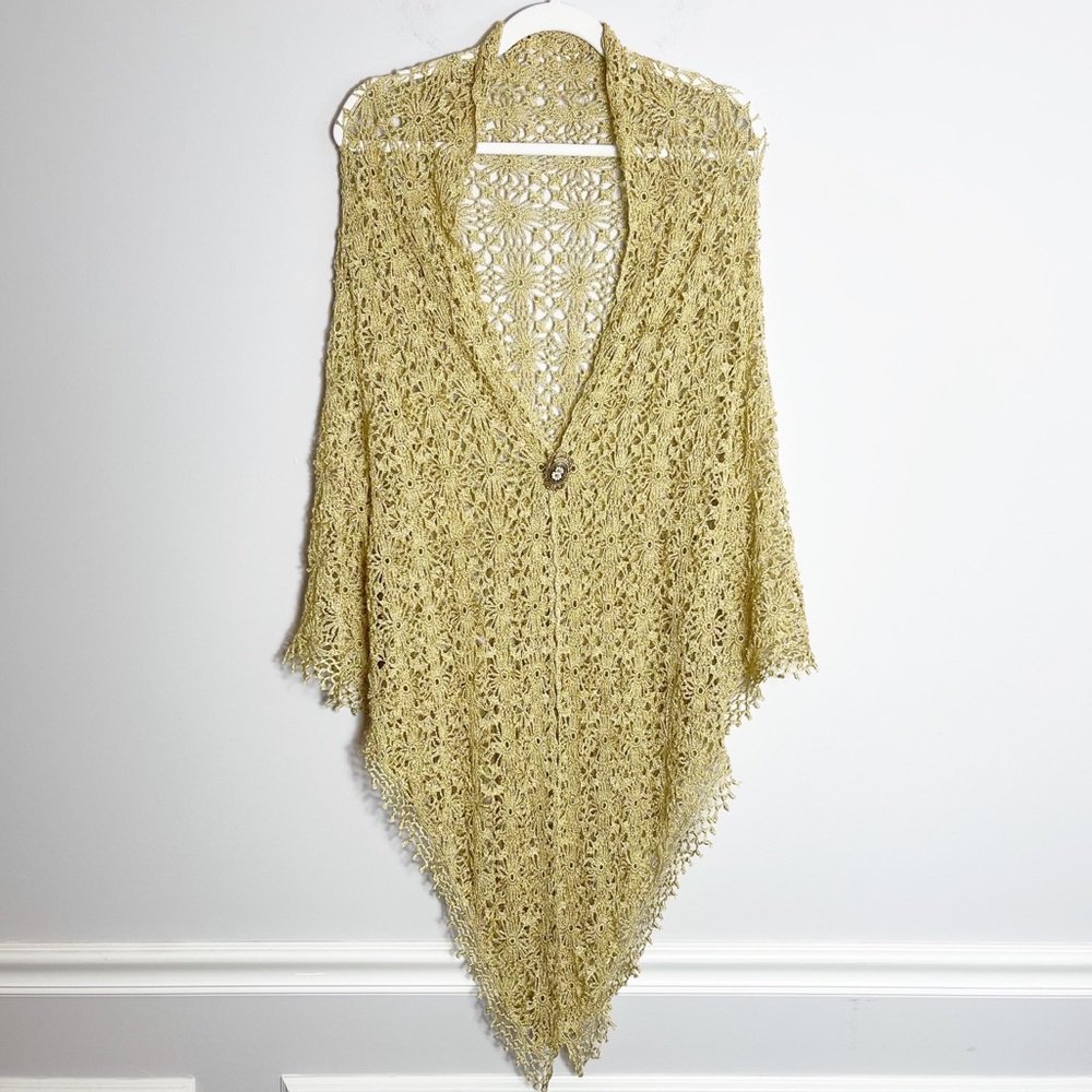 Beautiful Vintage Gold Shimmer Crochet Wrap